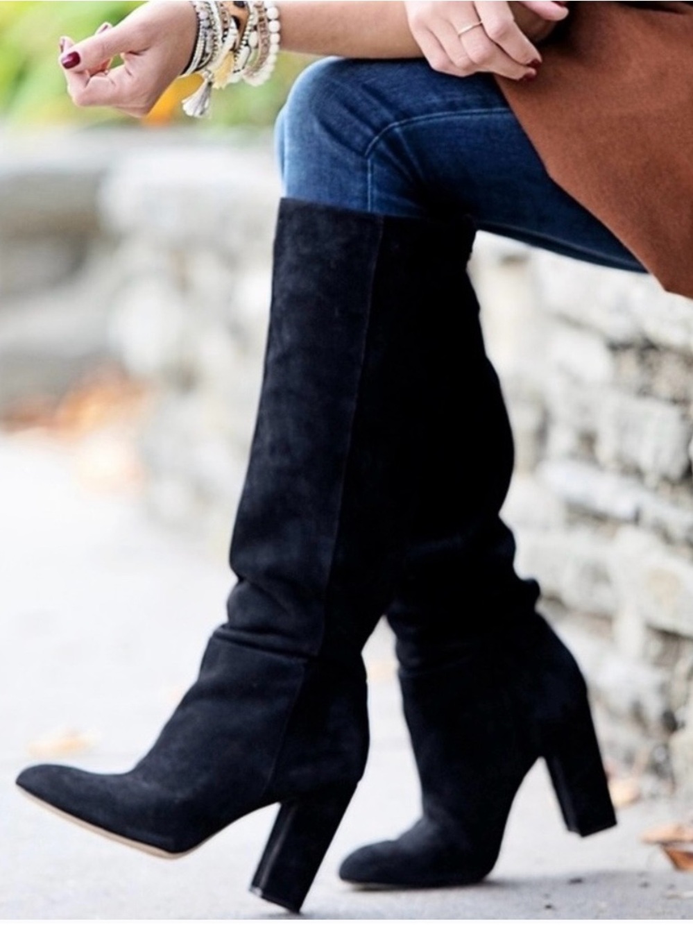 Sam Edelman Caprice Black Suede Knee-High Boots - Women